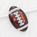 20MM Football with brown enamel  snap sliver Plated with rhinestones KC6669 snaps jewelry