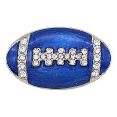 20MM Football with blue enamel  snap sliver Plated with rhinestones KC6670 snaps jewelry