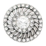 20MM snap sliver Plated with white rhinestones  KC6647 snaps jewelry