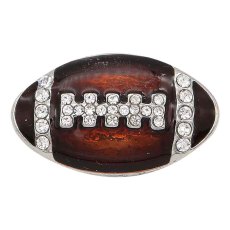 20MM Football with brown enamel  snap sliver Plated with rhinestones KC6669 snaps jewelry
