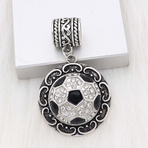 20MM Football with enamel snap sliver Plated with rhinestones KC6665 snaps jewelry black