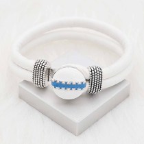 20MM Football snap sliver Plated with blue enamel KC6659 snaps jewelry