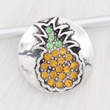 20MM Pineapple snap sliver Plated with yellow Rhinestone KC6680 snaps jewelry