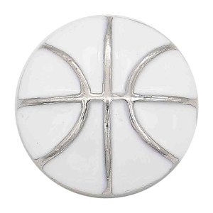 20MM Basketball with white enamel snap sliver Plated KC6673 snaps jewelry