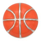 20MM Basketball with orange enamel snap sliver Plated KC6674 snaps jewelry