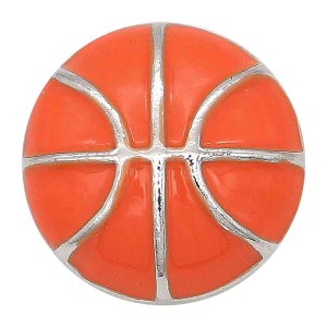 20MM Basketball with orange enamel snap sliver Plated KC6674 snaps jewelry