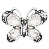 20MM Butterfly snap sliver Plated with white  rhinestones KC6651 snaps jewelry
