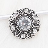 20MM snap sliver Plated with white rhinestones  KC6683 snaps jewelry