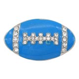 20MM Football with blue enamel  snap sliver Plated with rhinestones KC6668 snaps jewelry