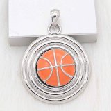 20MM Basketball with orange enamel snap sliver Plated KC6674 snaps jewelry