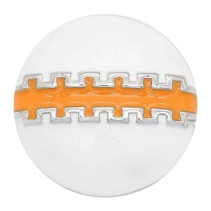 20MM Football snap sliver Plated with orange enamel KC6657 snaps jewelry