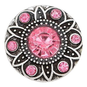 20MM snap sliver Plated with pink rhinestones  KC6682 snaps jewelry