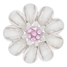 20MM White rhinestones flower snap with rhinestones  KC6677 snaps jewelry