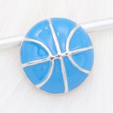 20MM Basketball with blue enamel  snap sliver Plated KC6671 snaps jewelry