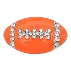 20MM Football with orange enamel  snap sliver Plated with rhinestones KC6667 snaps jewelry