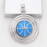 20MM Basketball with blue enamel  snap sliver Plated KC6671 snaps jewelry