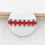 20MM Football snap sliver Plated with red enamel KC6660 snaps jewelry