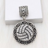 20MM Volleyball snap sliver Plated with white rhinestones KC6655 snaps jewelry