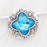 20MM snap sliver Plated with blue rhinestones  KC6684 snaps jewelry