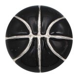 20MM Basketball with black enamel snap sliver Plated KC6672 snaps jewelry
