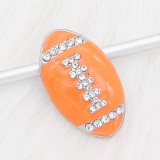 20MM Football with orange enamel  snap sliver Plated with rhinestones KC6667 snaps jewelry
