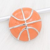 20MM Basketball with orange enamel snap sliver Plated KC6674 snaps jewelry