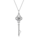 1 CT DEF 6.5mm VVS Moissanite key necklace  Sterling Silver Pendant Necklace Platinum plating 45CM chain