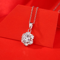 1 CT DEF 6.5mm VVS Romantic snowflake Moissanite Sterling Silver Pendant Necklace Platinum plating 45CM chain