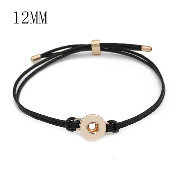 Black leather Snap bracelets KS1307-S fit 12mm snaps chunks 1 button