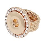 1 buttons snap gold Ring With white rhinestone fit snaps jewelry KC1326