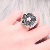 1 buttons snap gold Ring With white rhinestone fit snaps jewelry KC1326