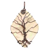 Natural shell Tree of life Ancient bronze Pendant of necklace 