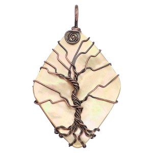 Natural shell Tree of life Ancient bronze Pendant of necklace 