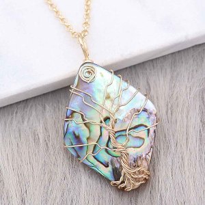 Natural shell Tree of life gold Pendant of necklace 