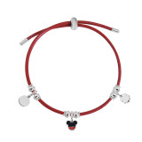 Charm Leather silver Bracelet Stainless Steel Adjustable bracelets  fit hole size 2.5MM