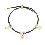 Charm Leather gold Bracelet Stainless Steel Adjustable bracelets  fit hole size 2.5MM