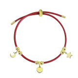 Charm Leather gold Bracelet Stainless Steel Adjustable bracelets  fit hole size 2.5MM