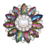 20MM design snap Silver Plated With colorful rhinestones and pearl charms KC9440 snaps jewerly