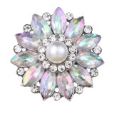 20MM design snap Silver Plated With colorful rhinestones and pearl charms KC9442 snaps jewerly