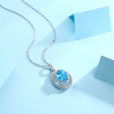 Heart of ocean Necklace 3CT Blue Topaz gems with Moissanite Sterling Silver Pendant Necklace Platinum plating 45CM chain