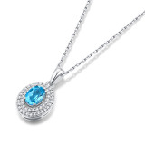 My heart will go on Necklace 1CT Topaz gemstone Moissanite Sterling Silver Pendant Necklace Platinum plating 45CM chain