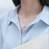 Youth bloom Necklace 4.5MM pearl Moissanite Sterling Silver Pendant Necklace Platinum plating 45CM chain