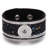 1 buttons 10 colors leather with  rhinestone new type 20MM Bracelet fit 20mm snaps chunks
