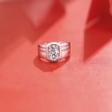1 CT DEF Moissanite Simple men's ring male Sterling Silver Man Classic wedding Rings Platinum plating adjustable size