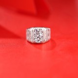 2 CT DEF Moissanite Everything goes smoothly ring male Sterling Silver Man Classic wedding Rings Platinum plating adjustable size