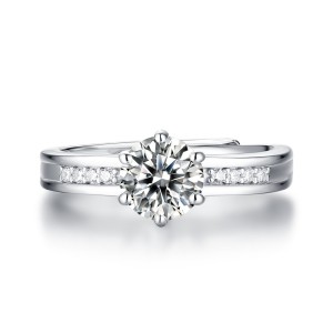 0.5 - 3 CT DEF Moissanite Lingering charm Ring Sterling Silver nine star wedding Rings Platinum plating adjustable size