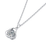 1 CT DEF 6.5mm VVS Moissanite clover necklace necklace  Sterling Silver Pendant Necklace Platinum plating 45CM chain