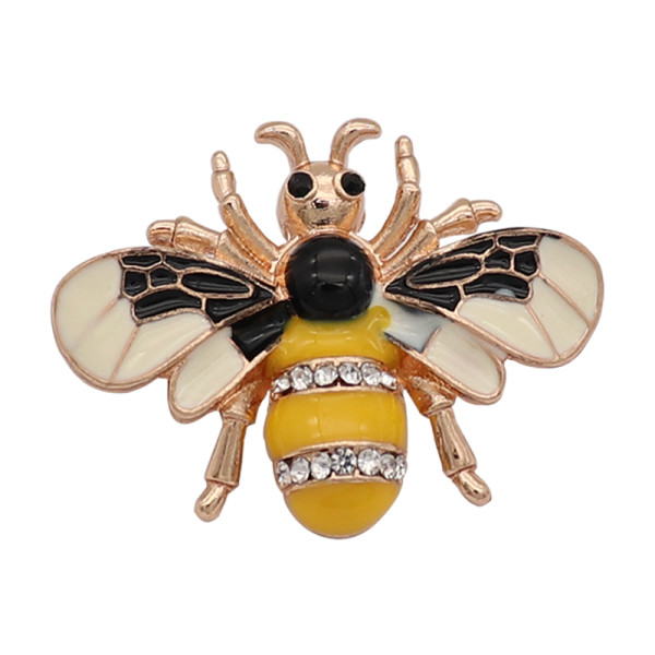 20MM bee snap gold plated with rhinestone and enamel KC9447 snaps jewelry