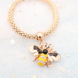 20MM bee snap gold plated with rhinestone and enamel KC9447 snaps jewelry