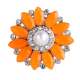20MM design snap Silver Plated With orange rhinestones and pearl charms KC9449 snaps jewerly